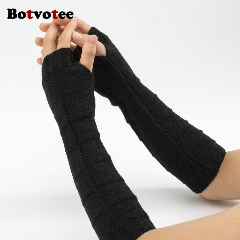 Botvotee Y2k Chunky Knit Arm W - Fingerless Glove Knit ulasan dan harga